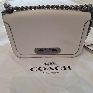 Coach White Shoulder Bag with Silver Chain